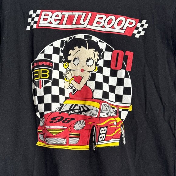 NWOT Betty Boop Retro Cartoon 01 Kanji Racecar Size Small T Shirt Women - Picture 2 of 3